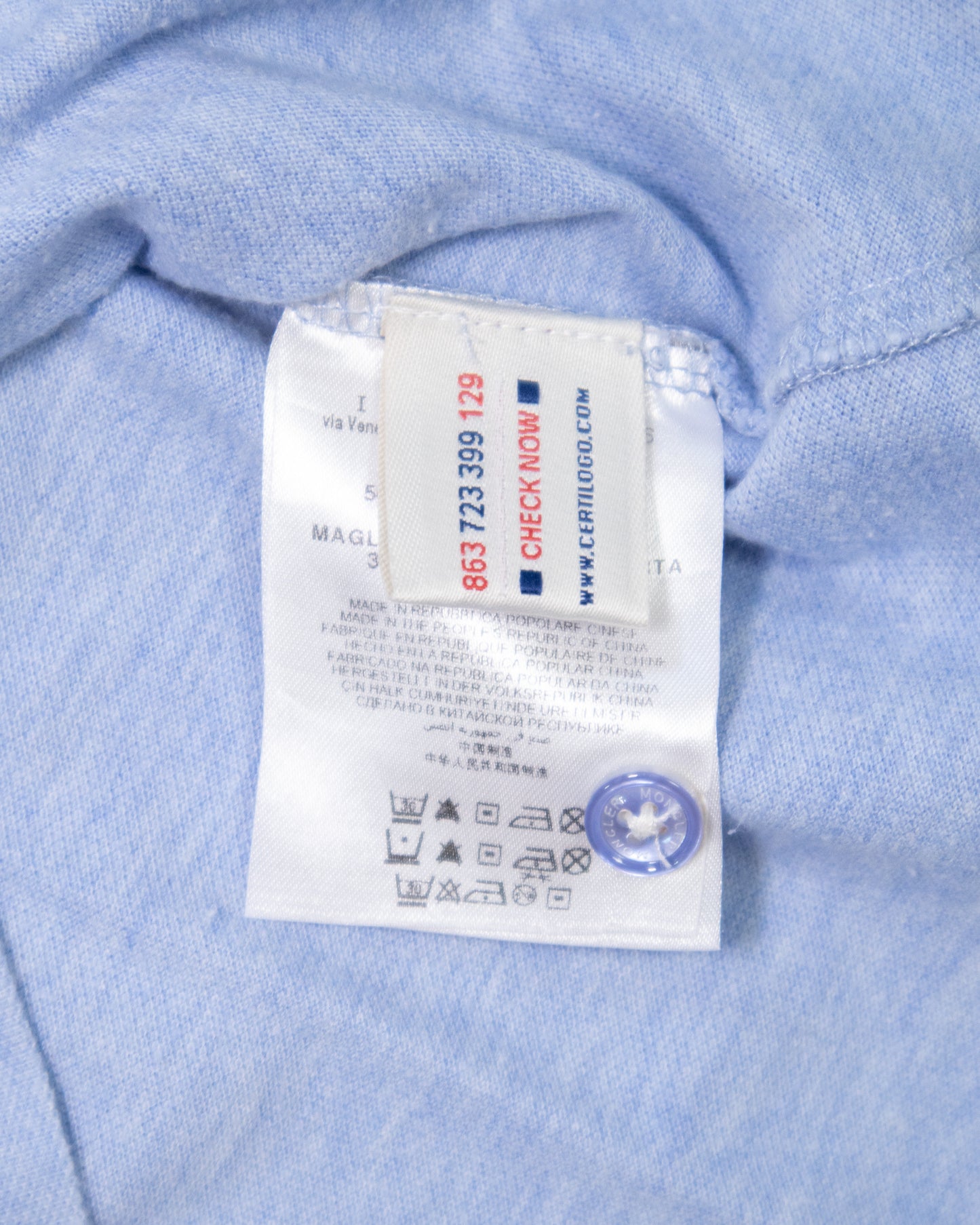 Polo Moncler bleu clair